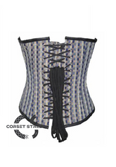 Printed Cotton Leather Work Waist Training Bustier Overbust Corset Costume